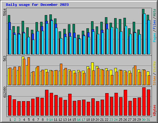 Daily usage for December 2023