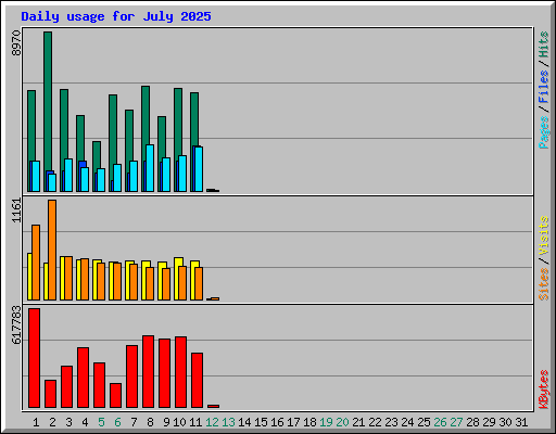 Daily usage for July 2025